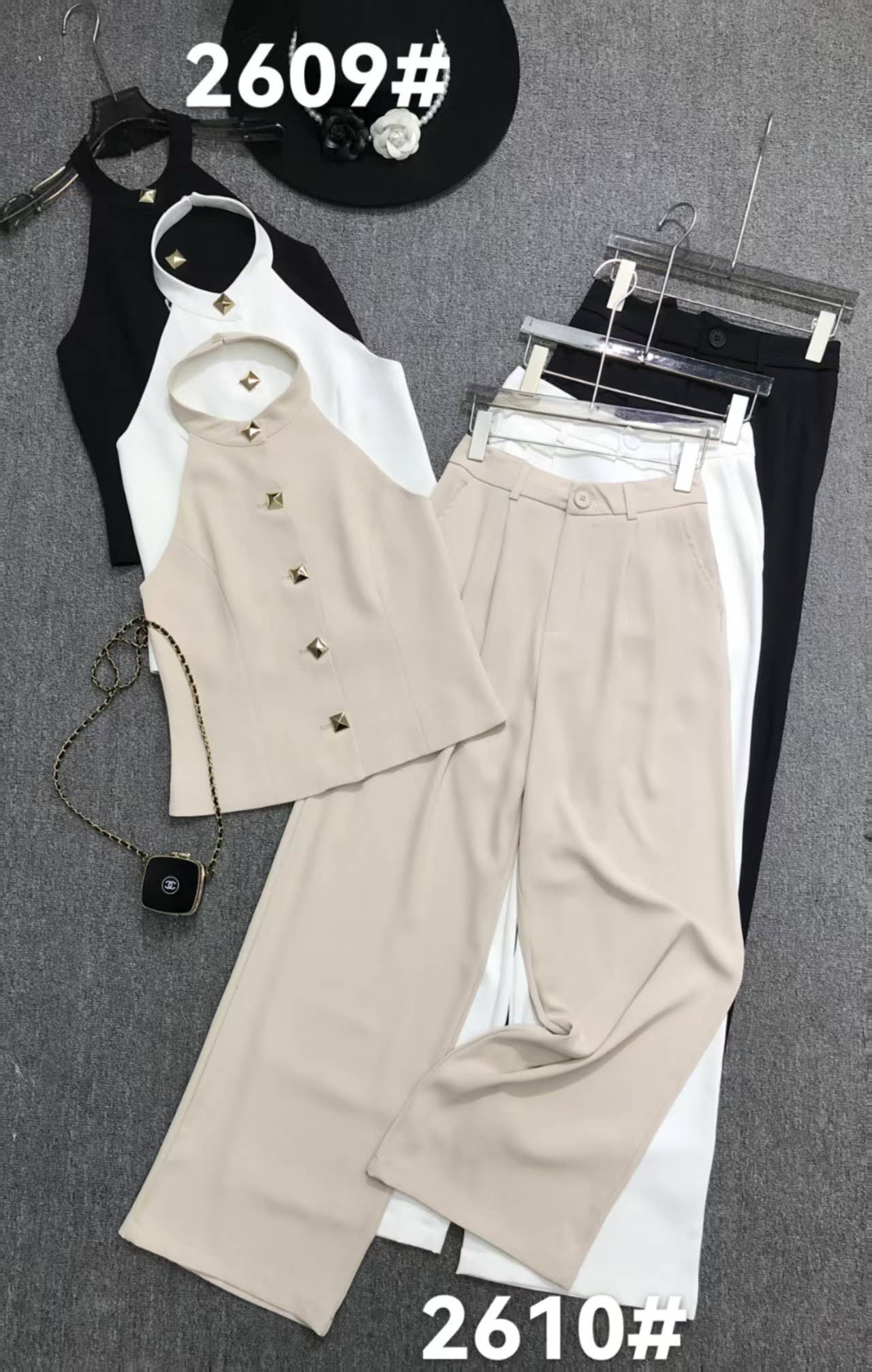 Frime – Großhandel Bluse – Damen – Ärmelloses Top mit Pyramidknöpfen - 26096