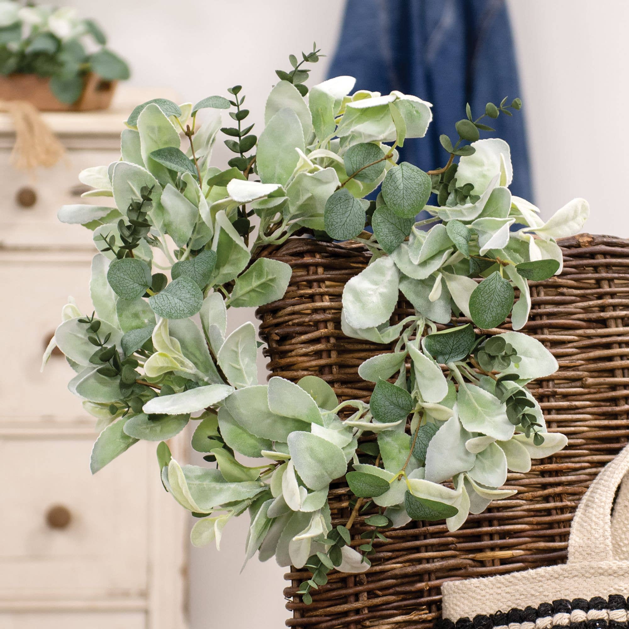 Saybrook Lane - Wholesale Wreath - Velvet Lamb's Ear & Eucalyptus Candle Ring, 6.5"1