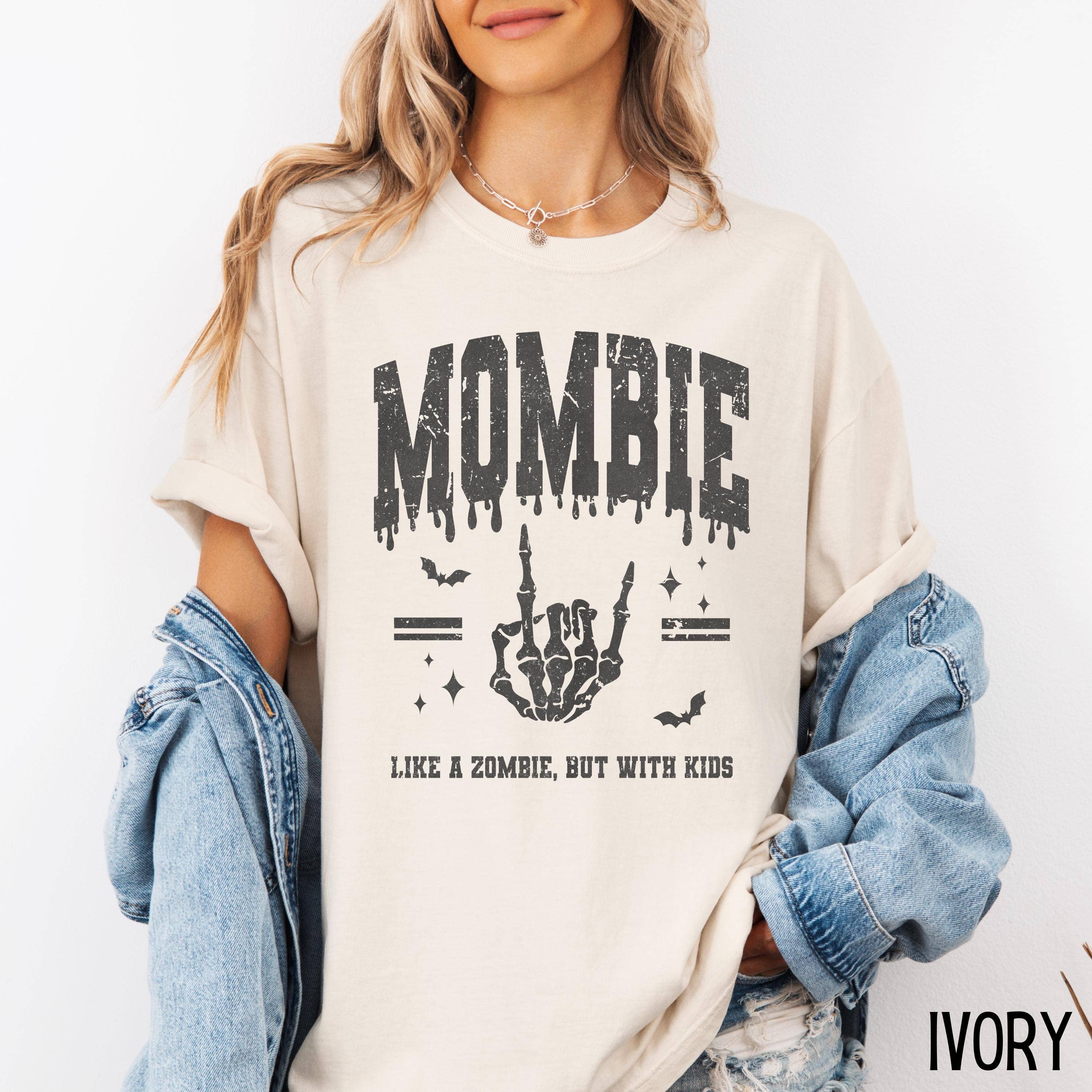 TheKingShirt - Wholesale Graphic Sweatshirt - Women's - Mombie Halloween Mama Tee Retro Fall Shirt2