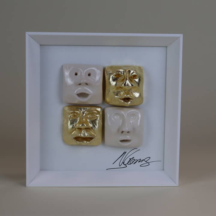 Quadros de Cerâmica Artesanal "4 Faces" | Folha de Ouro por atacado de Atelier nelson gomes
