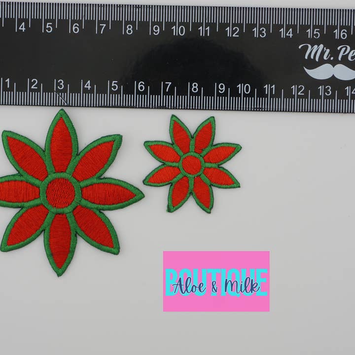 Aloe and Milk Boutique - Wholesale Patch - Kerstbloem Poinsettia, bloemenpatches, kerst3