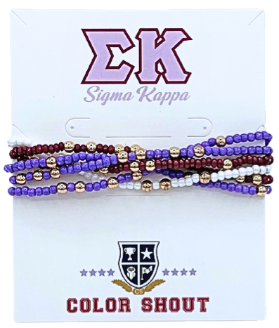 Color Shout - Wholesale Jewelry Set - Sorority Colors Stack: Set of 6 Beaded Stretch Bracelets15