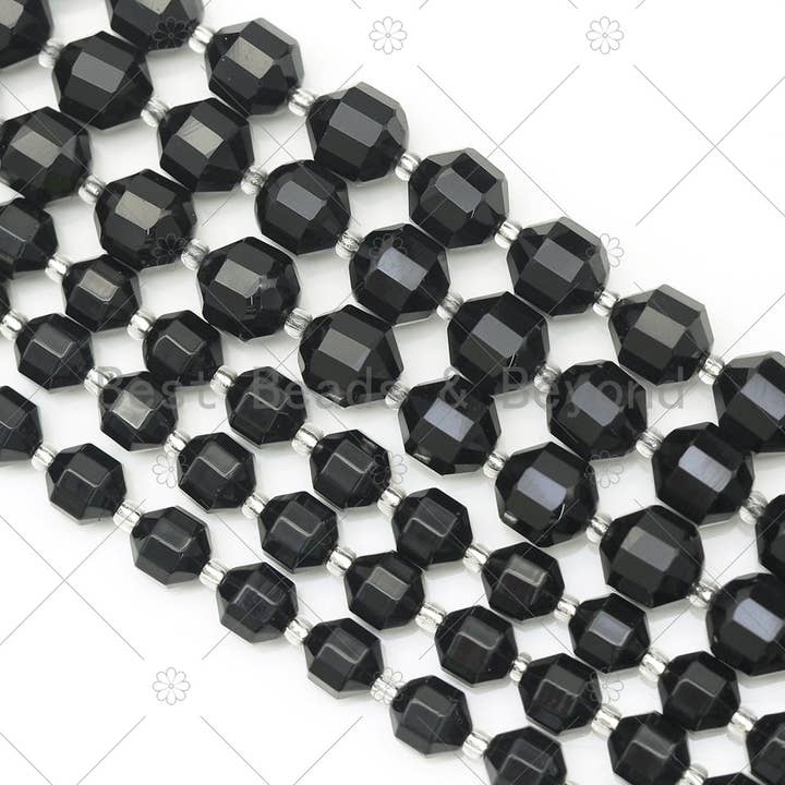 Black Onyx Double Point Beads, Sku#U1310 for wholesale by BestBeads&Beyond
