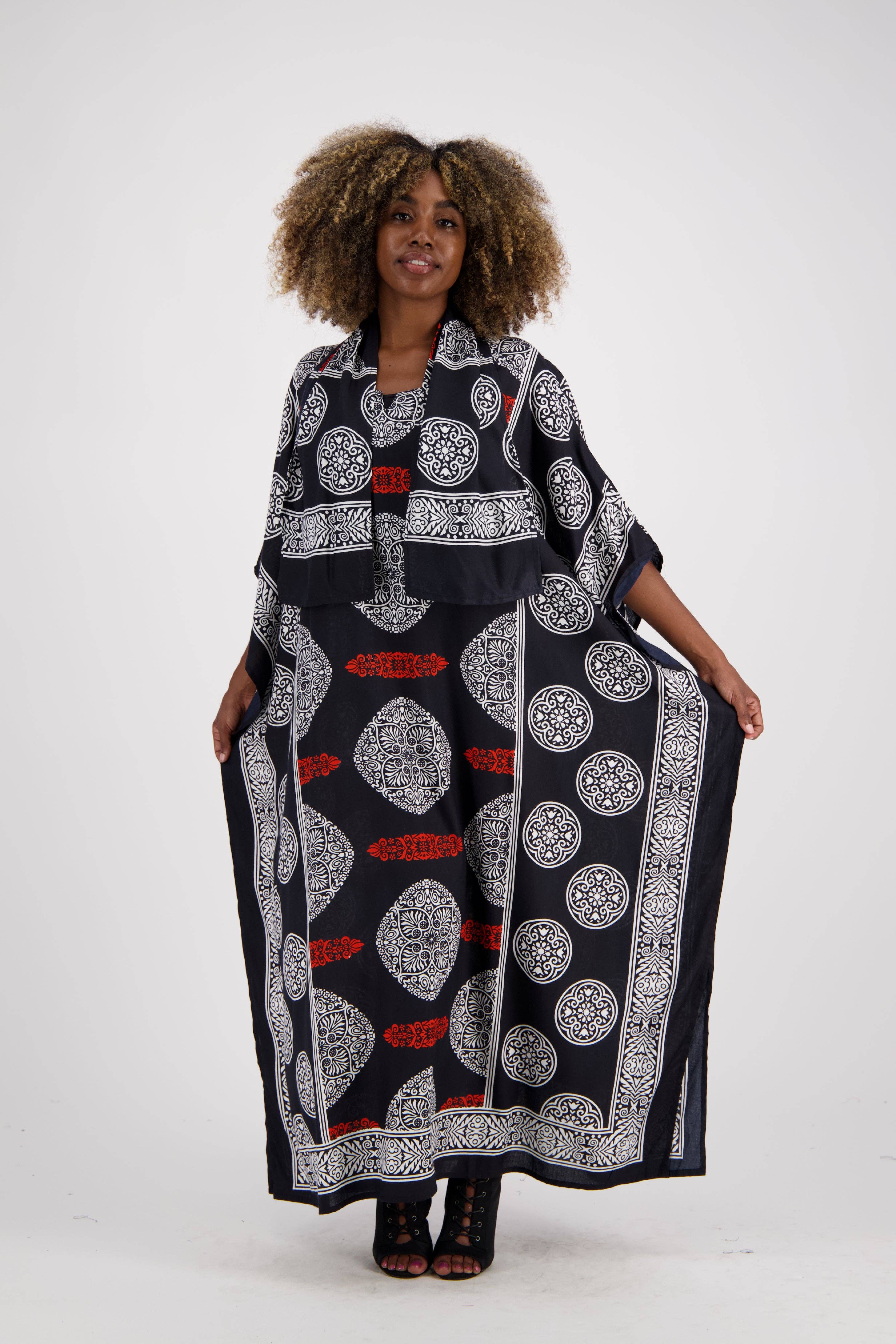 Assorted African Block Print Kaftan KAF-1046 for wholesale on Faire2