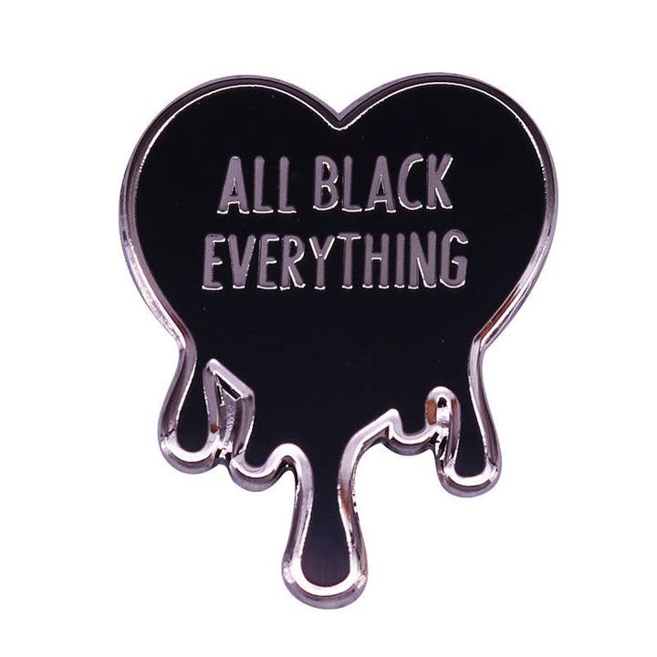 All Black Everything Heart Enamel Pin for wholesale by Shady Front
