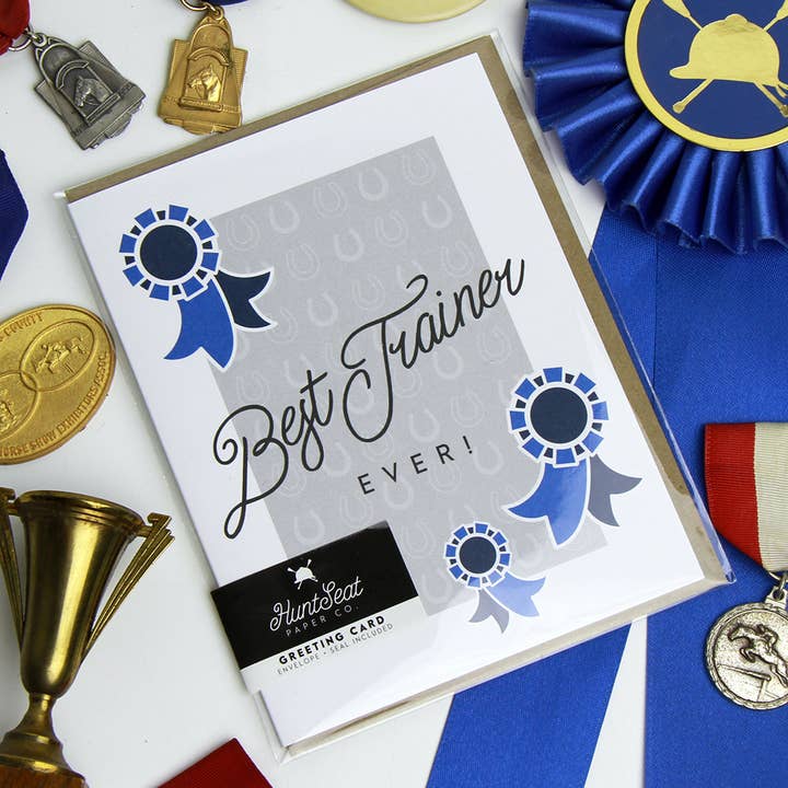 Hunt Seat Paper Co. - Venta al por mayor Tarjetas de felicitación - Tarjeta de felicitación de caballo ecuestre con el mejor entrenador de caballos de todos los tiempos1