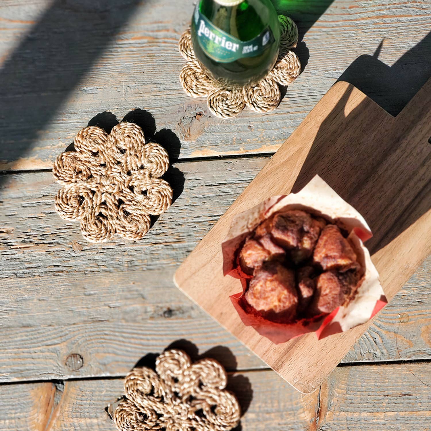 KORISSA - Wholesale Coasters - Handwoven Jute Flower Drink Coaster - Set of 42