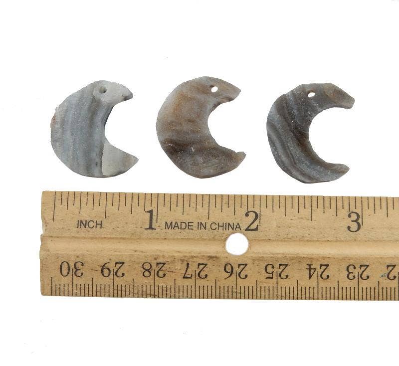 Rock Paradise – Pedra/cristal espiritual por atacado – Cálcedona crua de cristal em calcedona Moon Crescent Perfurada6