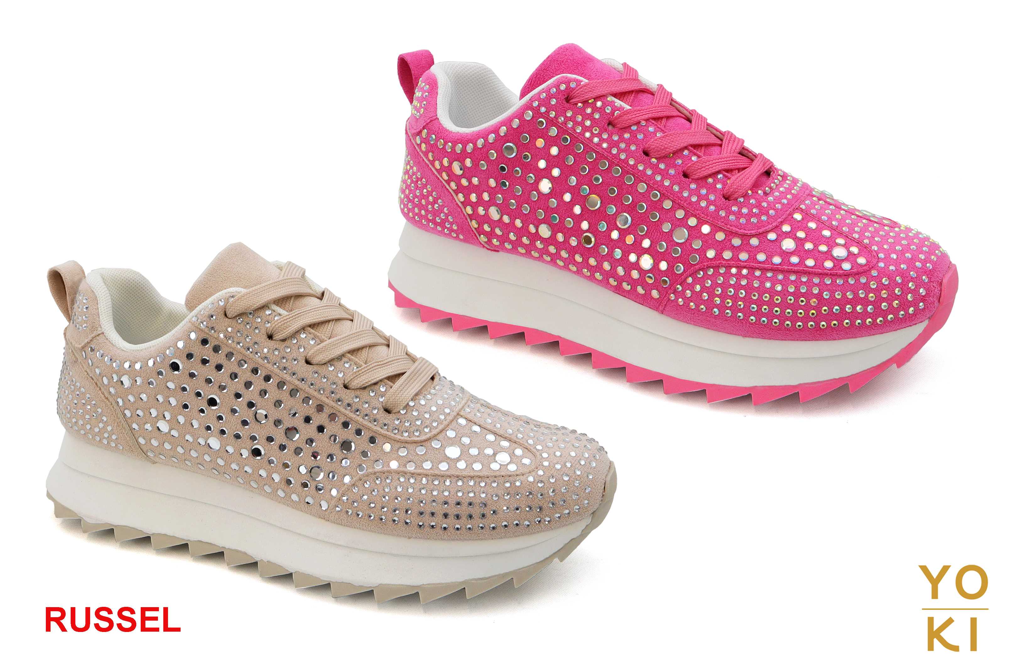 Yoki Fashion – Sapatilha Lifestyle - Mulher por atacado – Ténis YOKI RUSSEL com plataforma de strass para mulher0