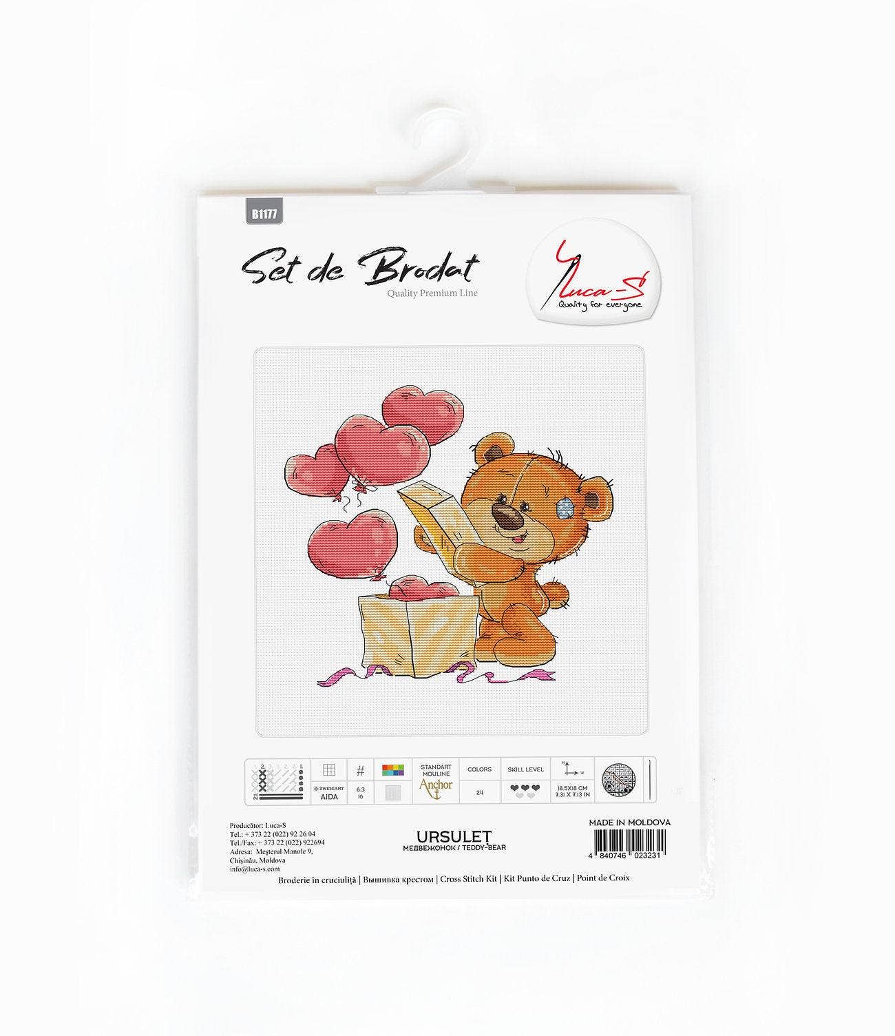 Luca-S - Wholesale Embroidery/cross-stitch supplies - Cross Stitch Kit Luca-S - Teddy-Bear, B11771