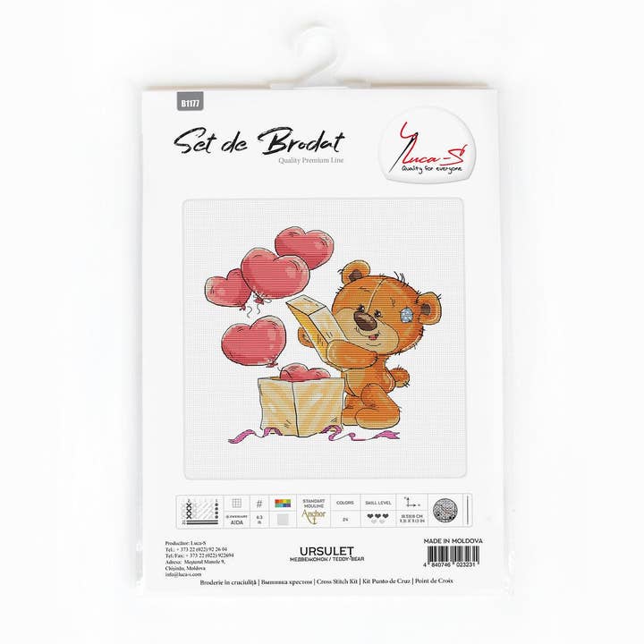 Luca-S - Wholesale Embroidery/cross-stitch supplies - Cross Stitch Kit Luca-S - Teddy-Bear, B11771