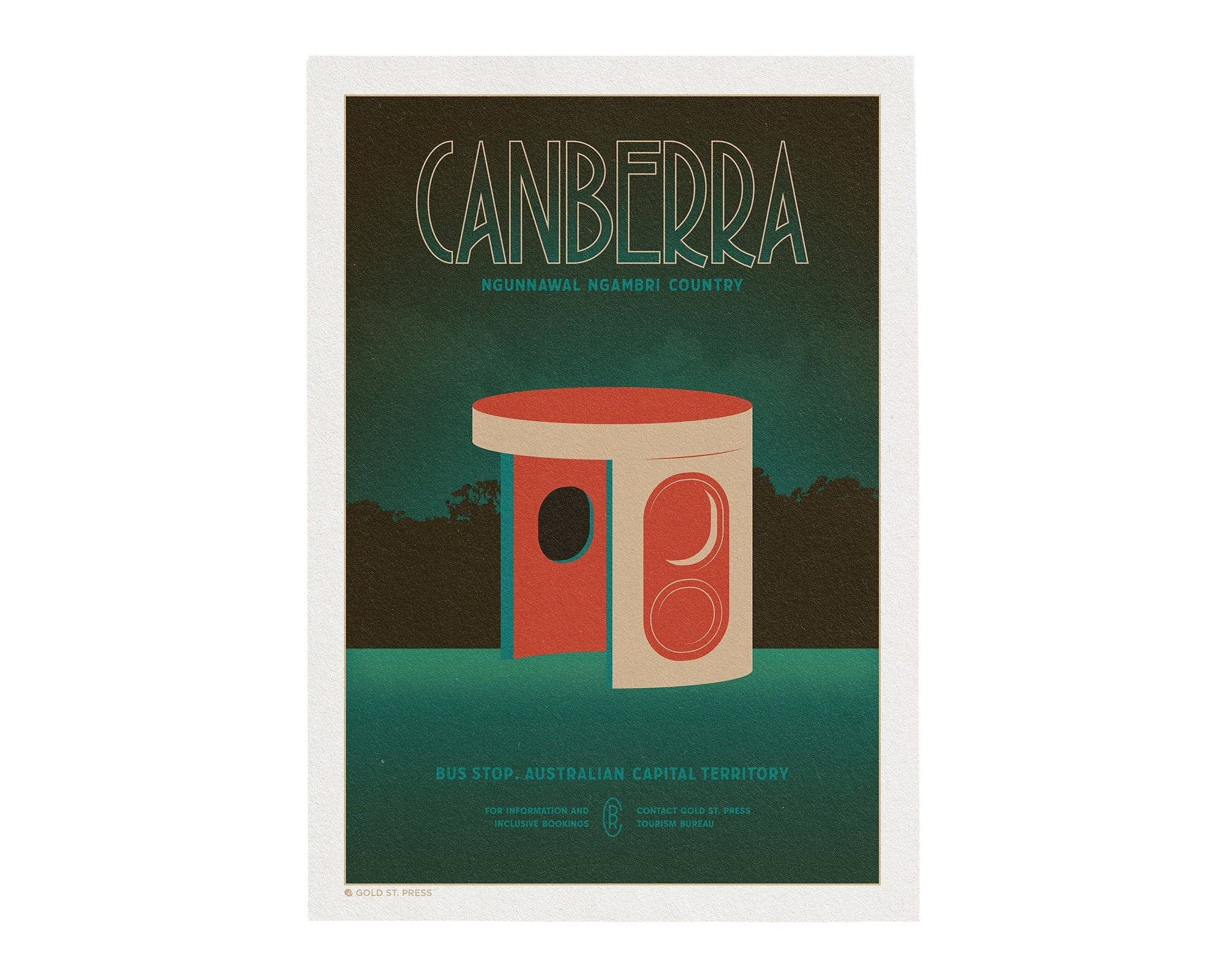 Gold St. Press - Wholesale Poster - Canberra Bus Stop Travel Poster