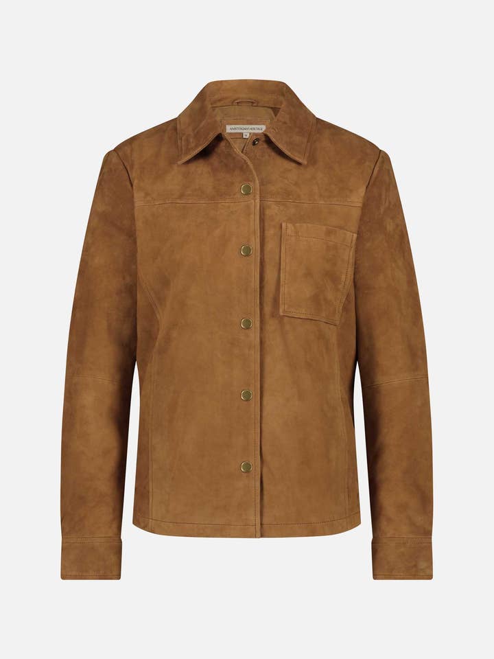 Dakota | Women's Soft Design Suede Leather Shirt Jacket for wholesale by Amsterdam Heritage Leather Belts, Bags, Jackets & Apparel