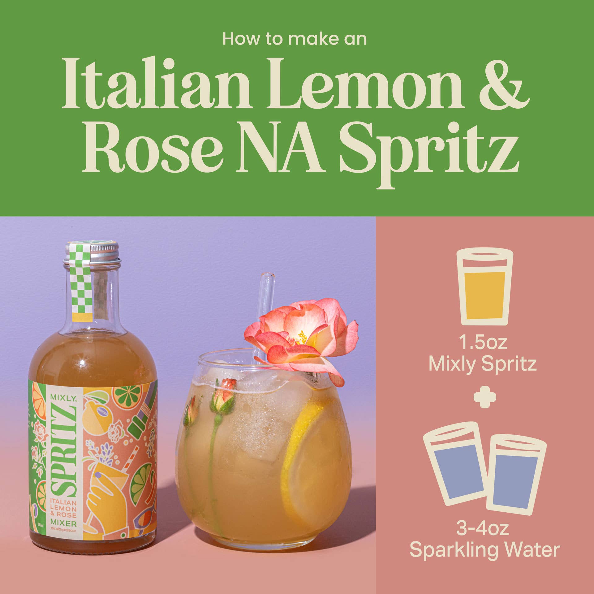 Mixly - Wholesale Cocktail Mix/Syrup - New! Italian Lemon & Rose Spritz Cocktail / Mocktail Mixer8