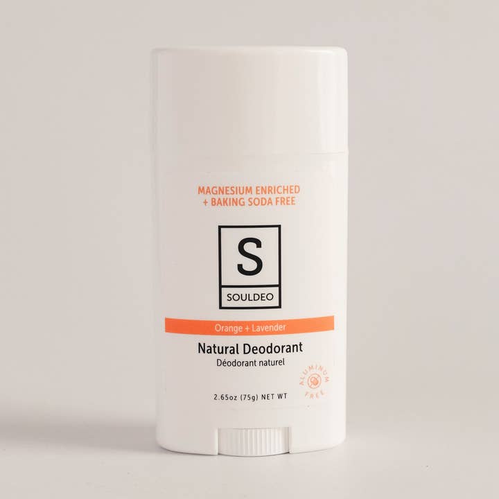 Orange + Lavender Baking Soda Free Natural Deodorant for wholesale by SoulDeo Naturals