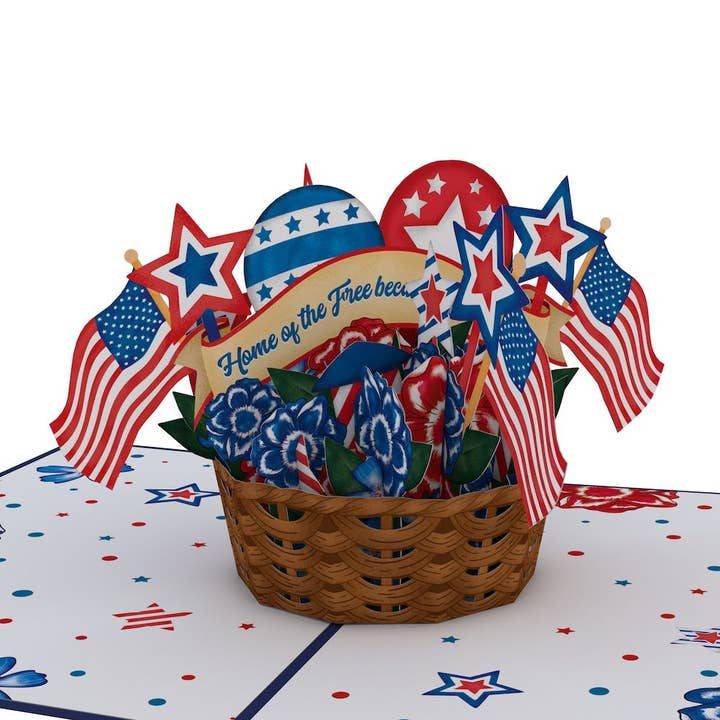 Americana Basket 5''x7'' Card, Postcard for wholesale by Lovepop Cards