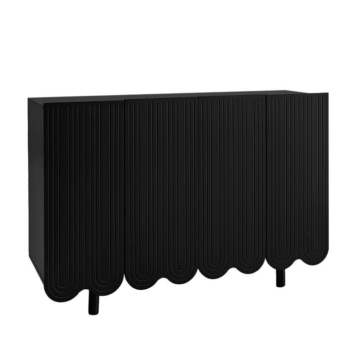 Urban Meuble - Wholesale Sideboard - Black buffet with 4 doors, pattern, and storage 120*37.5*80.8 cm EVRENS BLACK