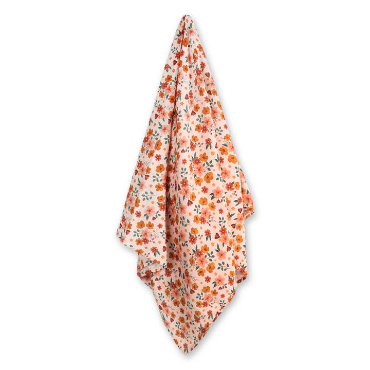 Summer Floral Baby Swaddle Blanket (Organic Muslin) for wholesale by Viverano Organics