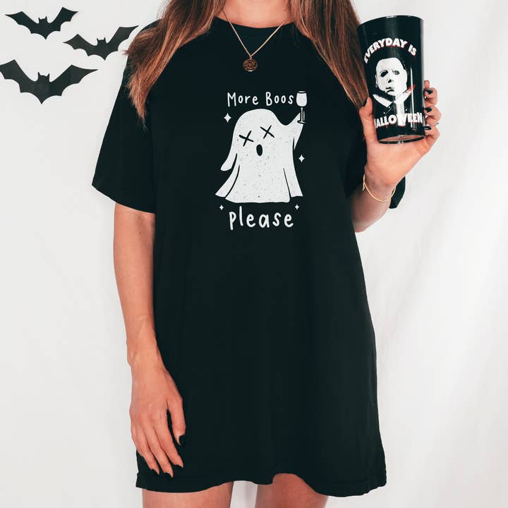 Stiles Tee Co. - Wholesale Screen Printed T-Shirt - Women's - Halloween Ghost Shirt – More Boo’s Please Wine Tee