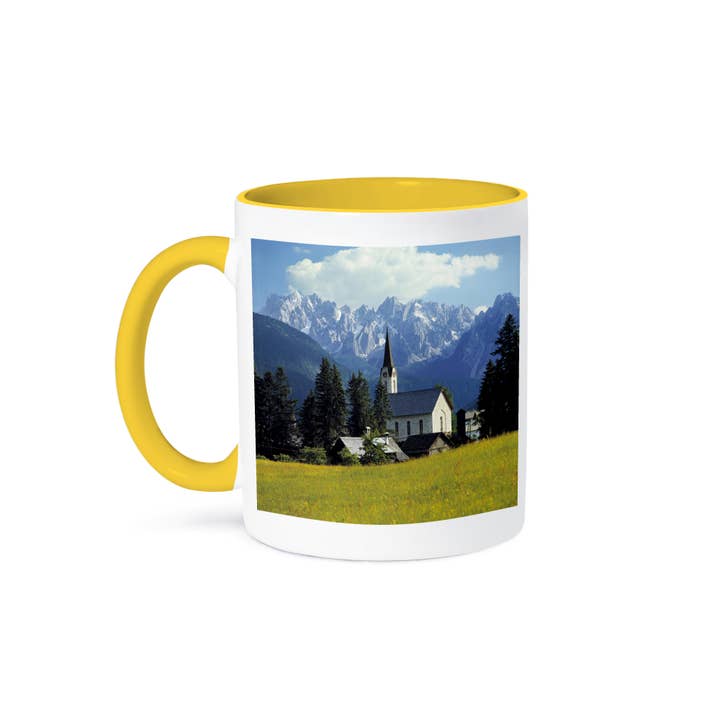 3dRose - Wholesale Coffee Mug - 3dRose, Austria, Gosau, Dachstein Alps, Spire of the church -EU03 RER0027 - Ric Ergenbright, Mug