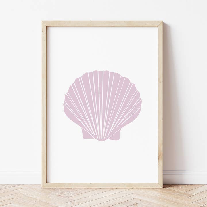 Stampa artistica con conchiglia viola pastello per la vendita all'ingrosso da parte di Peach and Home