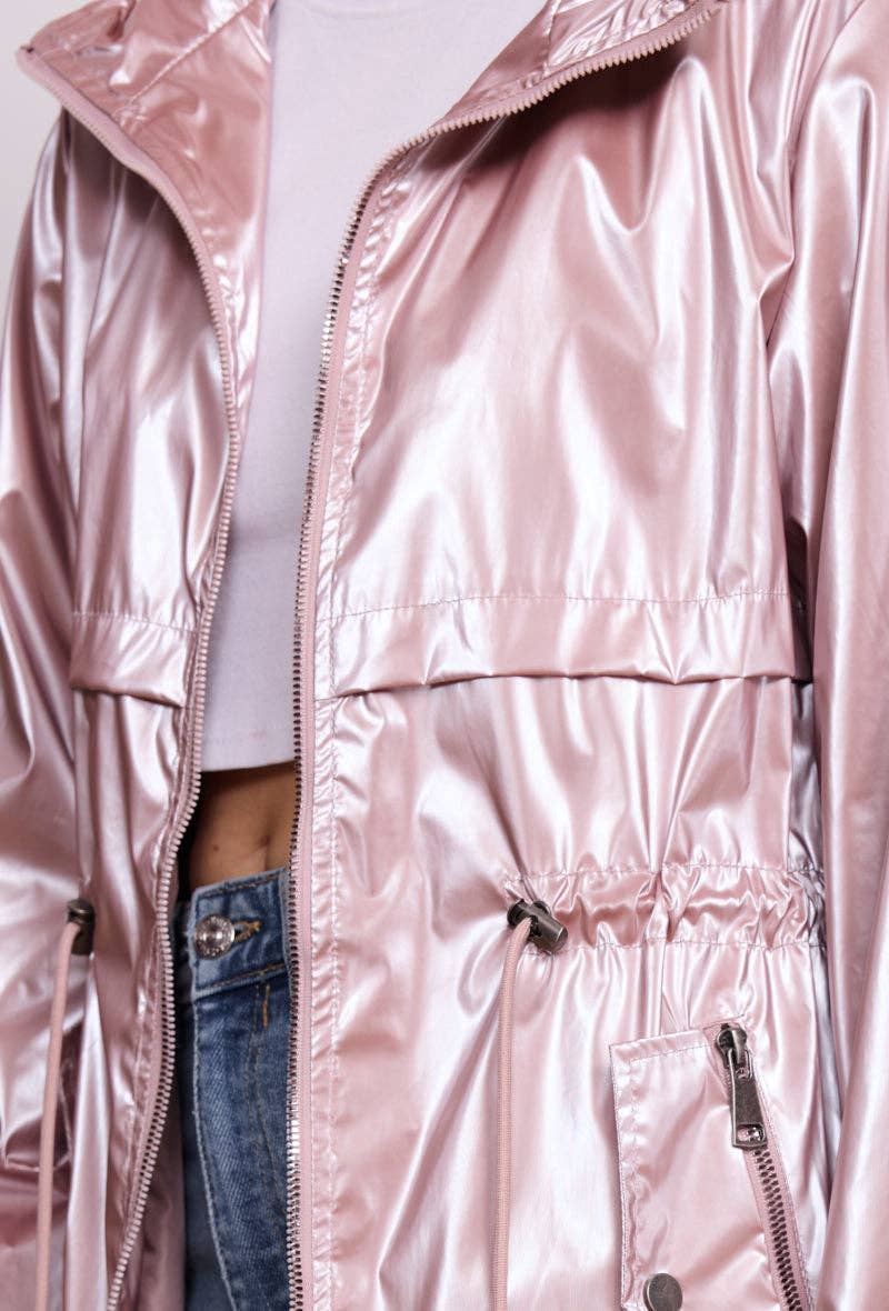 SOFTY - Wholesale Raincoat - Women's - Iridescent effect drawstring waterproof jacket S56033