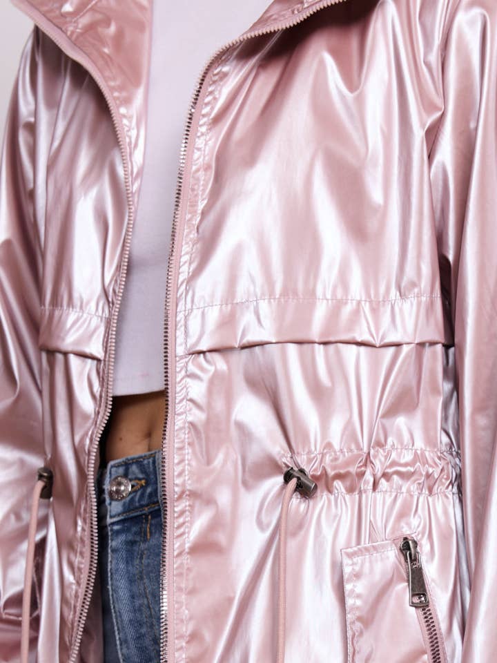 SOFTY - Wholesale Raincoat - Women's - Iridescent effect drawstring waterproof jacket S56033