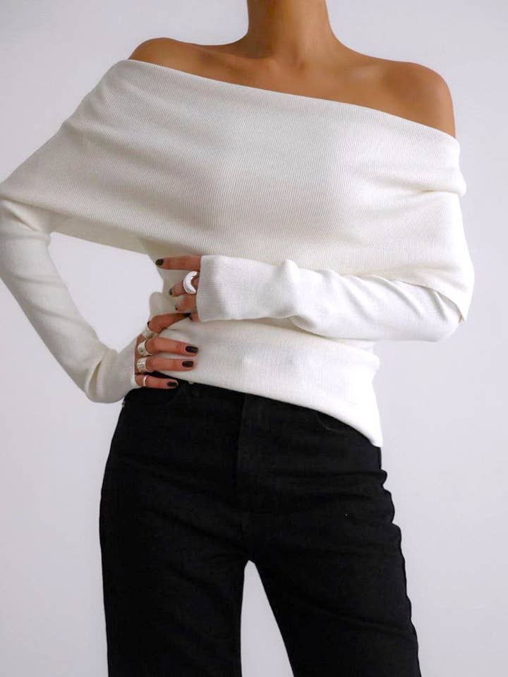 Off Shoulder Long Sleeved Knit Top and other Purchase Wholesale off shoulder sweater. Free Returns & Net 60 Terms on Faire trending on Faire.