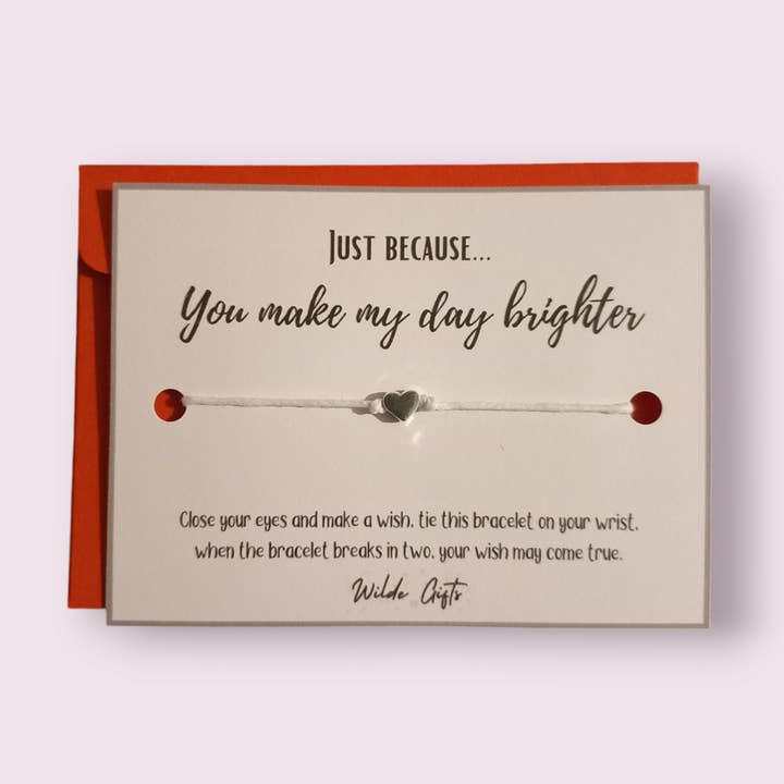You make my day brighter wish bracelet with envelope for wholesale by Wilde Gifts UK
