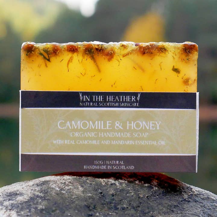 Scottish Organic Camomile & Honey Bar Soap 150g for wholesale by In The Heather