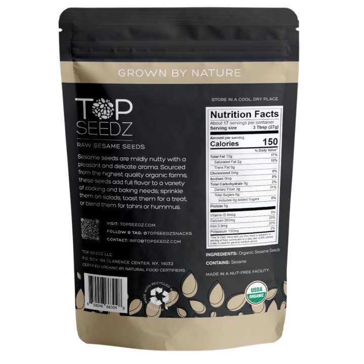 Top Seedz - Wholesale Seeds/Kernels - Raw Sesame Seeds - 1 LB - 12 Per Case1