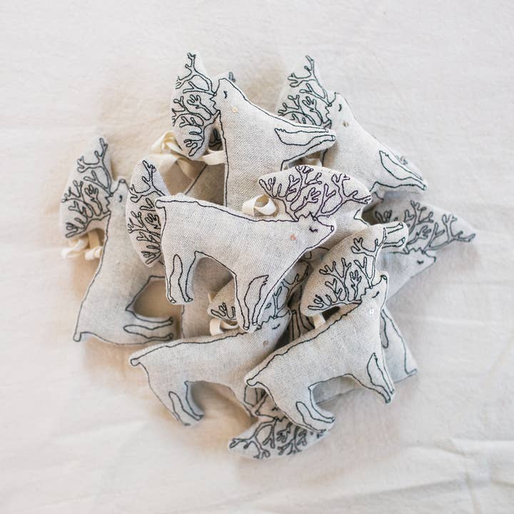 Skippy Cotton - Wholesale Ornament - Woodland Deer, lavender-filled, embroidered Ornament4