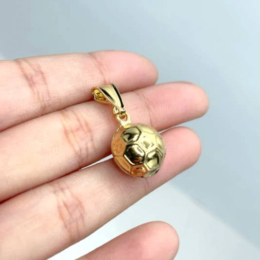 Luxus Accessories - Wholesale Individual charm/pendant - 18k Gold Filled Texturized Soccer Ball Shape Pendant Charms1