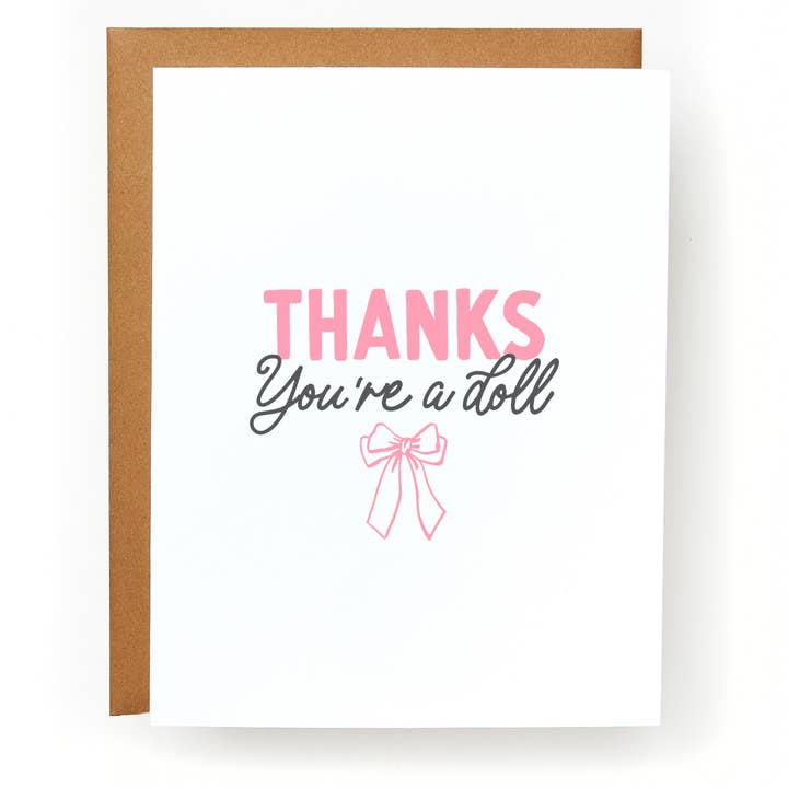 Carte de vœux Merci, tu es une poupée pour la vente par Red Headed Stepchild Paper Co.