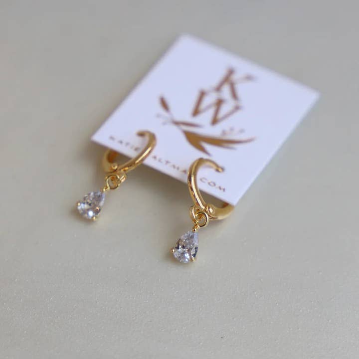 Katie Waltman Jewelry - Wholesale Huggie Earrings - BIRTHSTONE TEARDROP HUGGIE EARRINGS