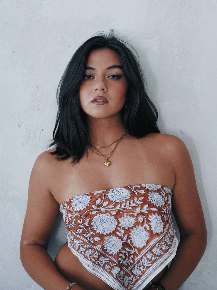 Chestnut Blossoms - Hand Block Printed Bandana (KK1532) for wholesale by White Lotus Fashions