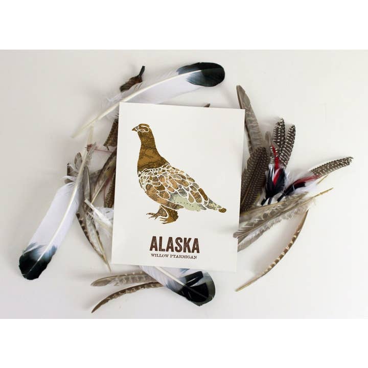 Wooden Pencil Company - Wholesale Art Print - Alaska State Bird, Map prints - Willow Ptarmigan2