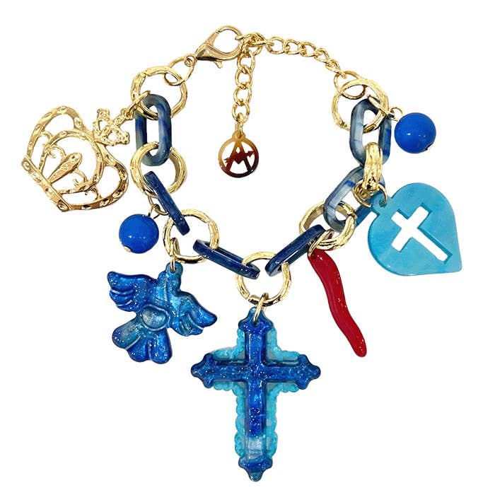 AMORINO SRL - Wholesale Charm/Dangle Bracelet - RESIN BRACELET WITH CROSS CHARMS - FT2260D303