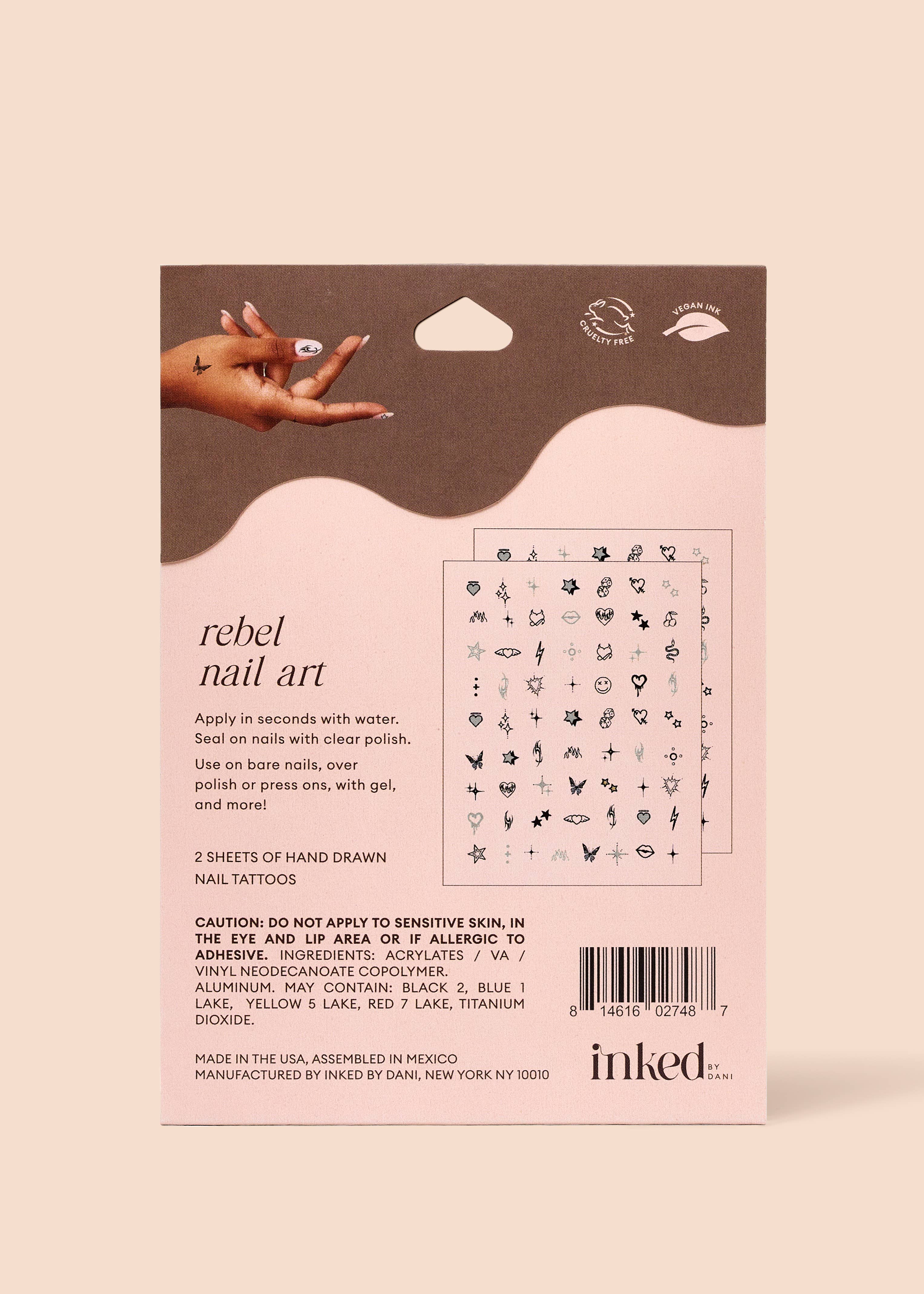 INKED by Dani - Wholesale Nail Art/Decal - Rebel Nail Art Temporary Tattoo Pack4
