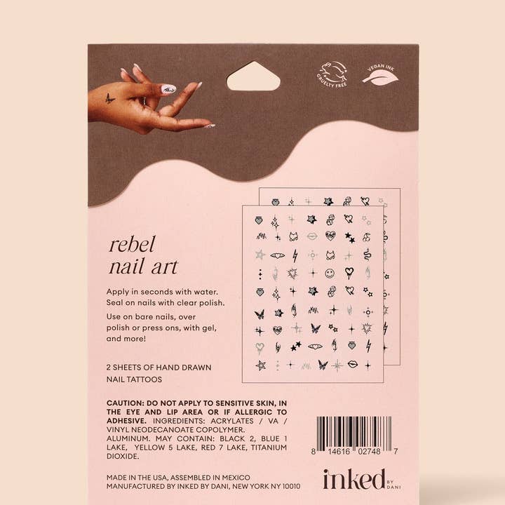 INKED by Dani - Wholesale Nail Art/Decal - Rebel Nail Art Temporary Tattoo Pack4