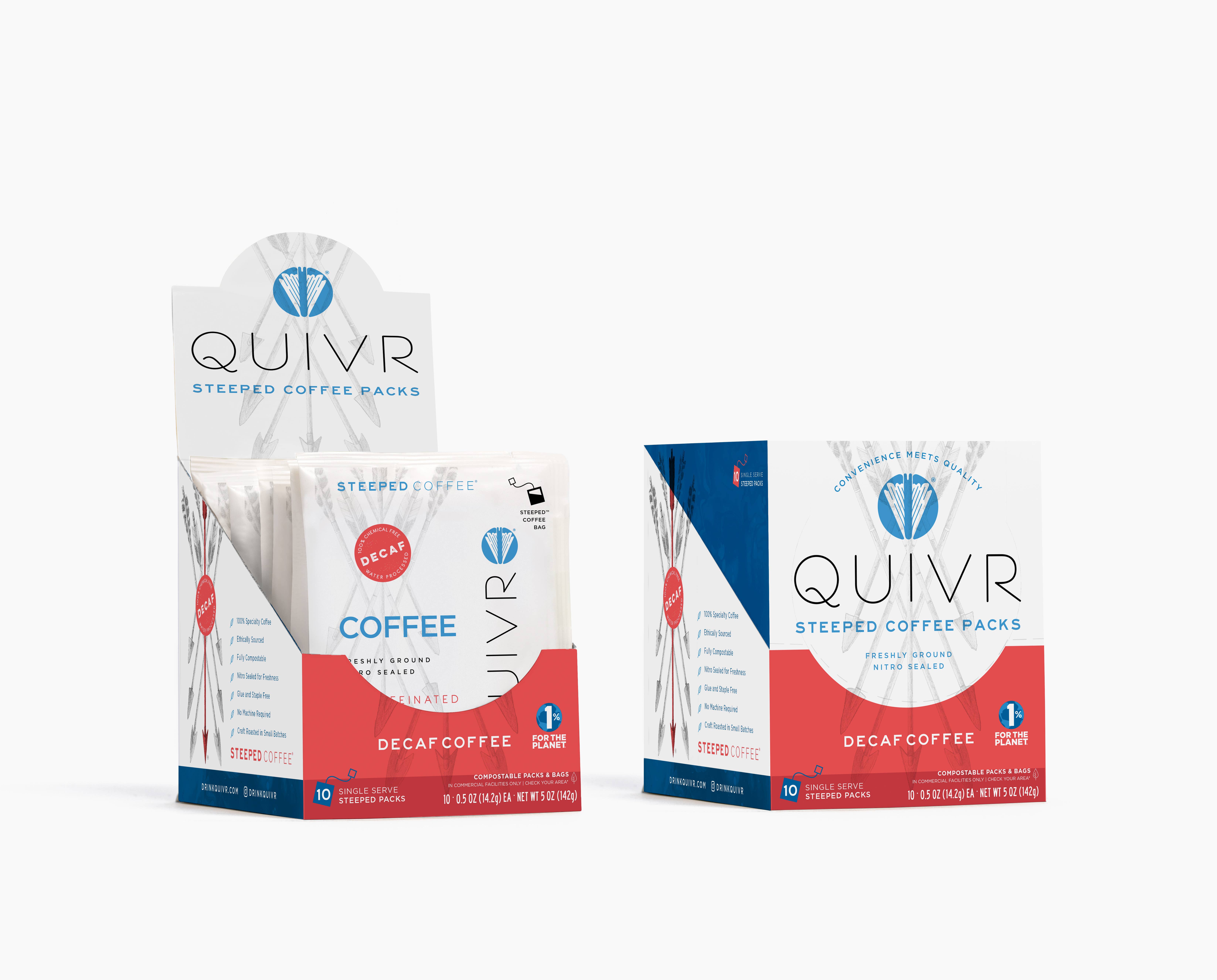 QUIVR - Wholesale Ground Coffee - Single Serve Hot Coffee Packs Steeped Regular/Decaf 10 Pack14