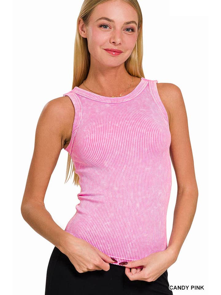 Vanilla Monkey - Vendita all'ingrosso Top in maglia - Donna - Canotta senza cuciture a costine lavata con scollo a 2 vie7