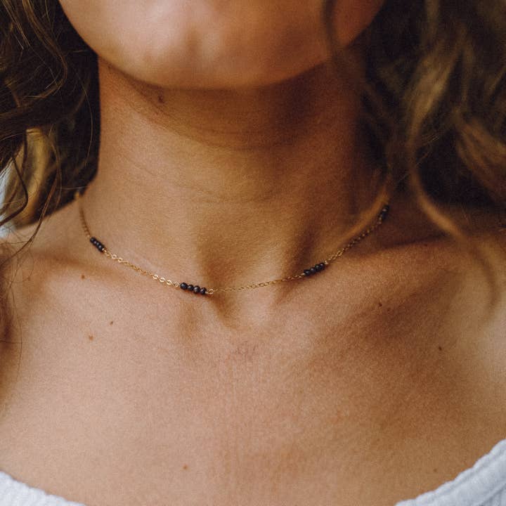 Siena Necklace - Indigo Pearl for wholesale by Rippie Mae