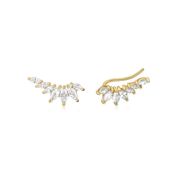 GRADUATED MARQUIS SHAPED CZ EAR CRAWL for wholesale by Eklexic