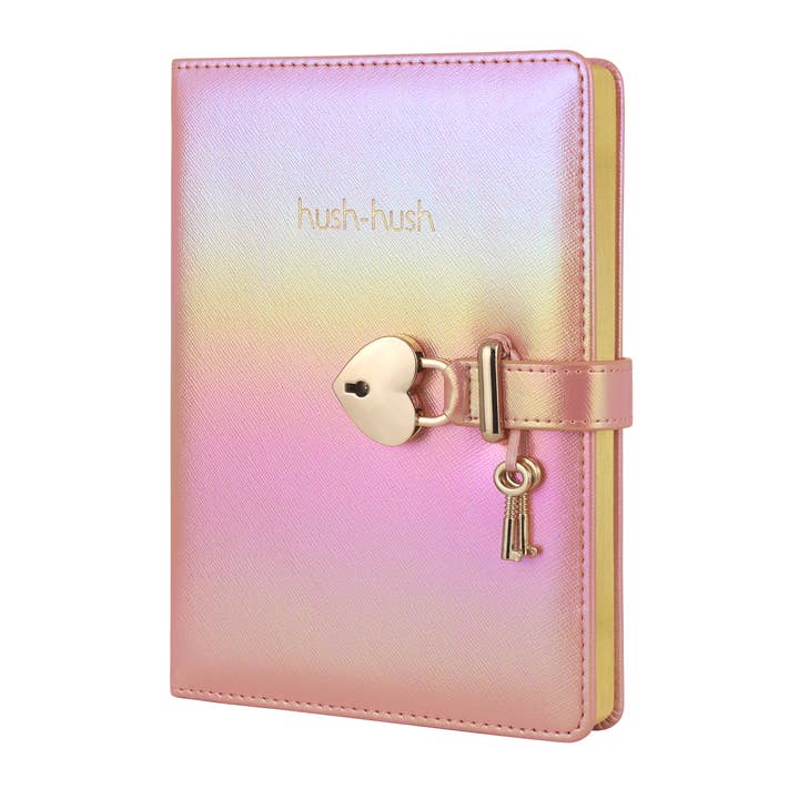 Victoria's Journals - Wholesale Journal/Diary - Kids - Heart Lock Diary for Girls with Key (Iridescent Pink)