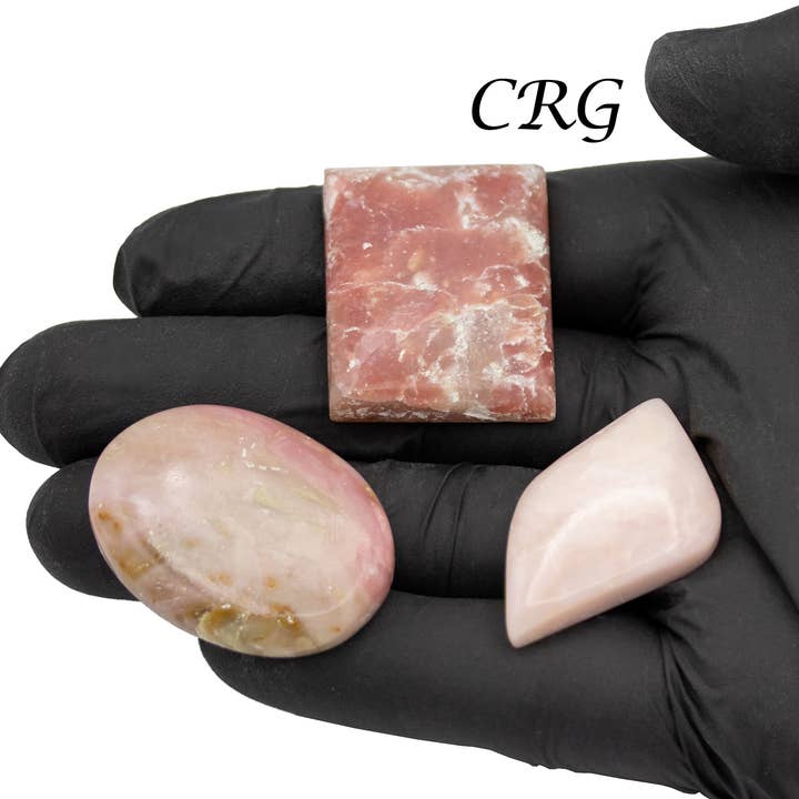 75-Gramm-Charge — Cabochons mit rosafarbenem Opal, verschiedene Größen für den Großhandel von Crystal River Gems LLC
