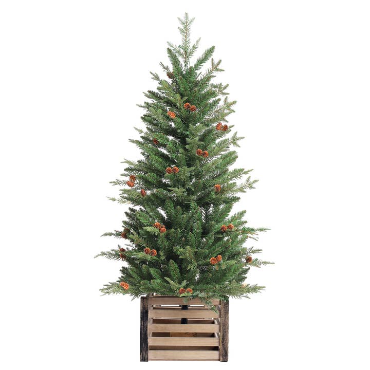 Haute Decor - Wholesale Artificial Christmas Tree - 4 Foot Christmas Pre-lit Asheville Fir Potted Tree4