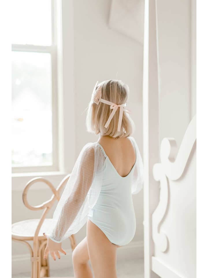 Cheeky Plum - Wholesale Leotard - Kids - Mesh Long Sleeve Leotard - Baby Blue
