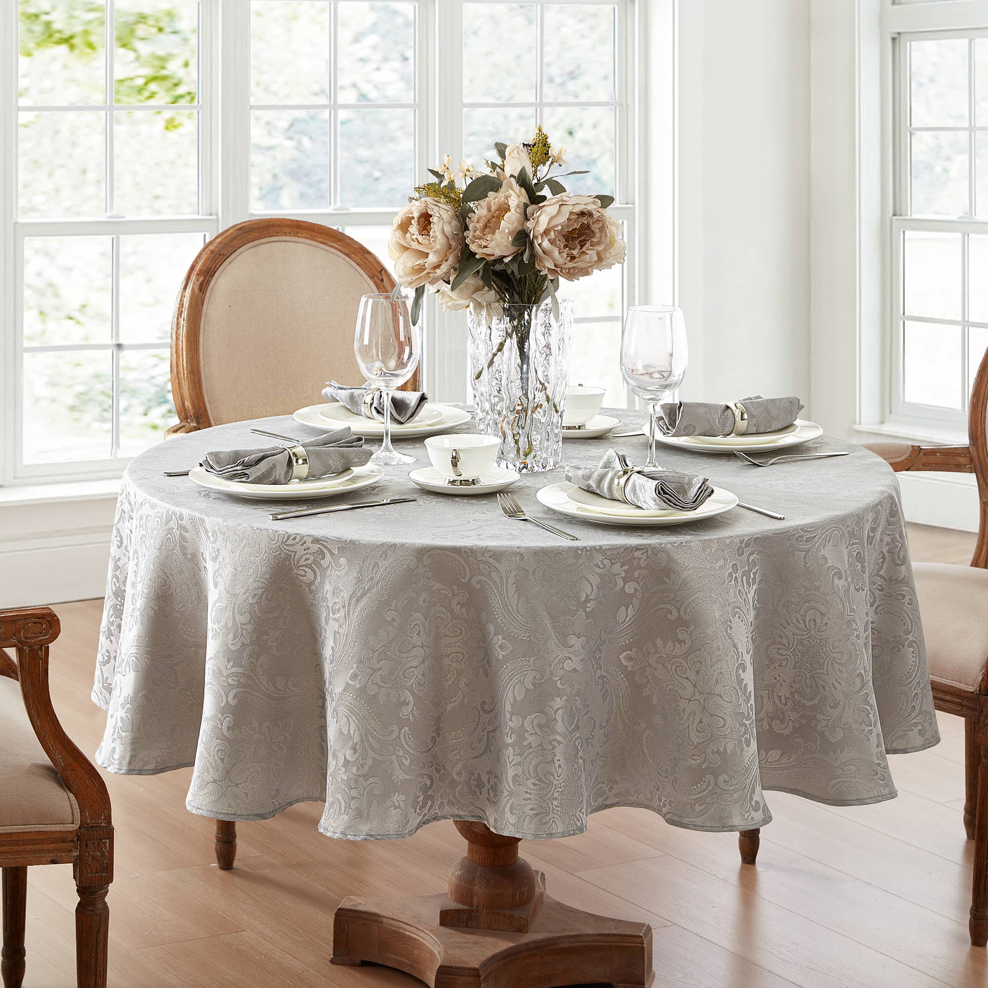 Threadmade Home - Wholesale Tablecloth - Caiden Elegance Damask Water and Stain Resistant Tablecloth17