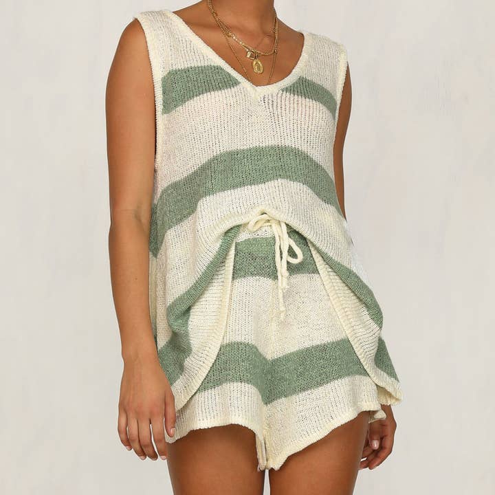 Mapcie - Wholesale Top & Pant Set (NOT Loungewear) - Women's - Boho Knit Stripe Lounge Set3